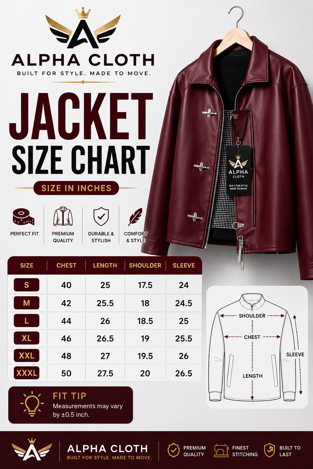 ✨ Premium Textured Burgundy Clasp Jacket – Luxury Street Style(Burgundy)