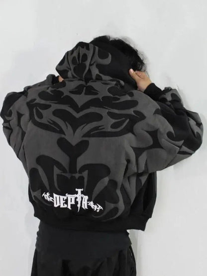 Tribal Shadow Depth Hoodie – Oversized Urban Fit by Urbon Cloth