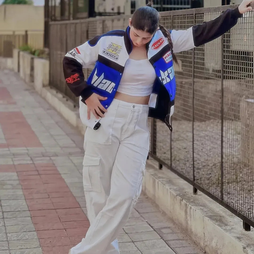 Black Air Racing Vintage Varsity Jacket(Blue)