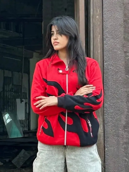 Red Flame Patch Motorsport Jacket