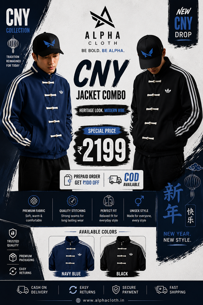 Alpha Cloth CNY Jacket Combo – Navy Blue & Black