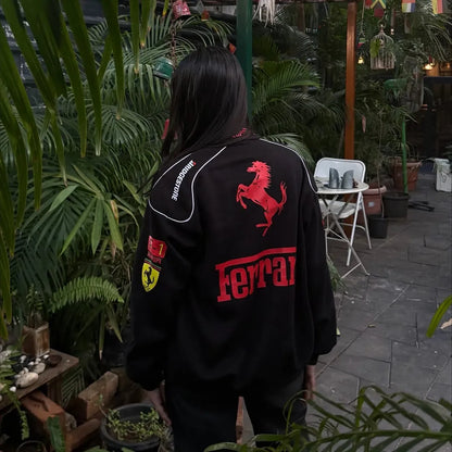 Ferrari Black & Red Racing Jacket – Premium Motorsport Edition