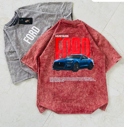 Mustang Ford Acid Wash Oversized Tee – Premium Streetwear