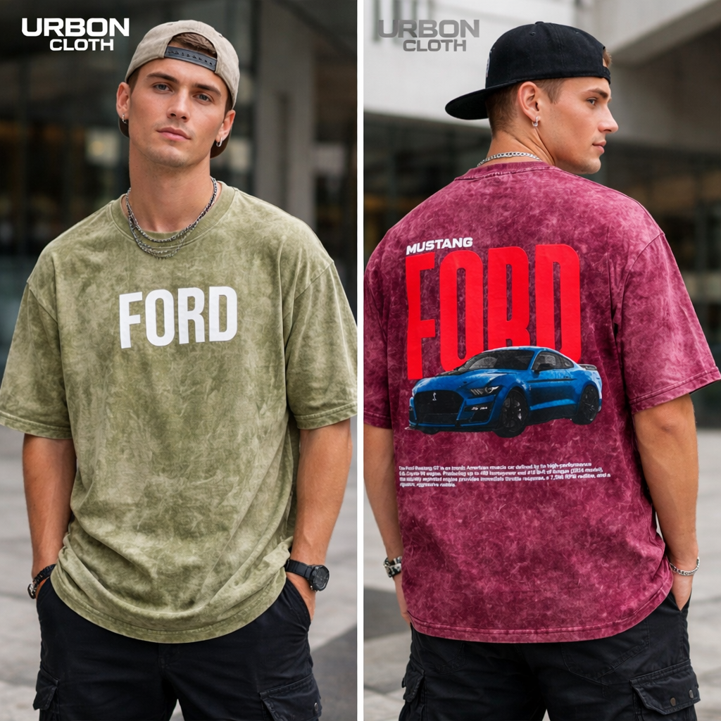 Mustang Ford Acid Wash Oversized Tee – Premium Streetwear