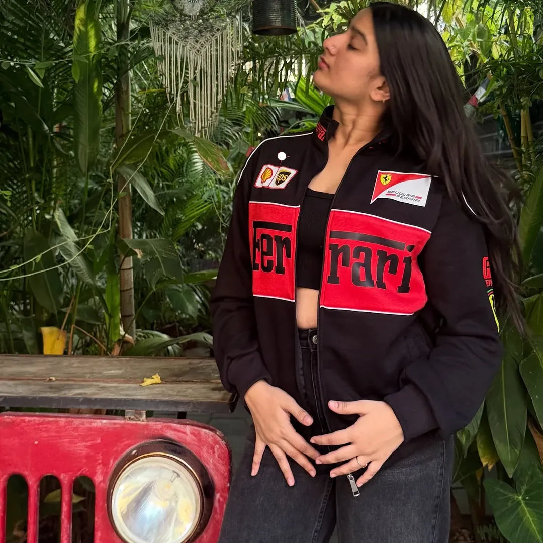 Ferrari Black & Red Racing Jacket – Premium Motorsport Edition