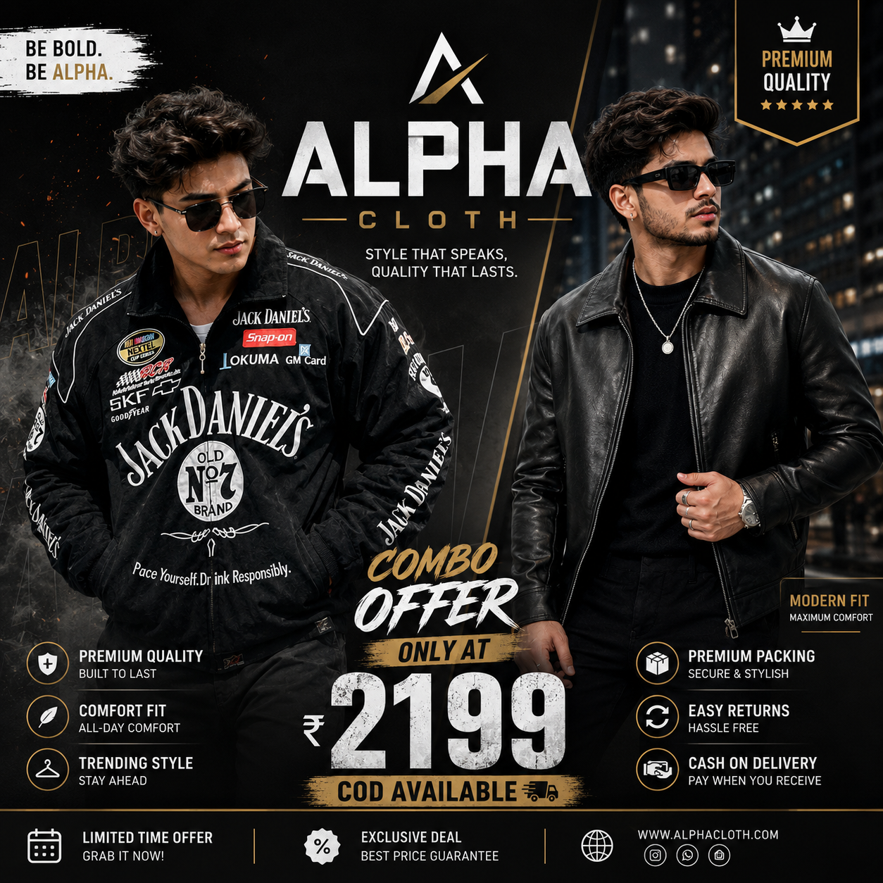 🧥✨ Premium Leather & Racing Jacket Combo