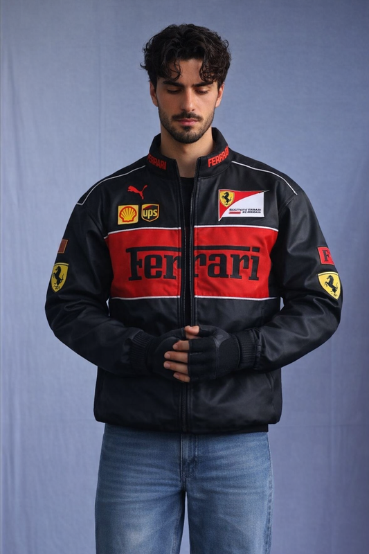 Ferrari Black & Red Racing Jacket – Premium Motorsport Edition