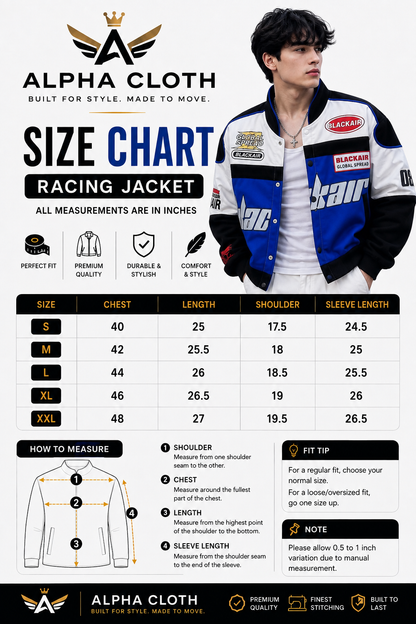 Black Air Racing Vintage Varsity Jacket(Blue)