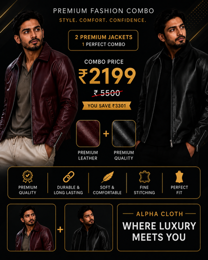 🖤🔥 Premium Leather Jacket Duo Pack – Black & Maroon | Alpha Cloth 🧥✨