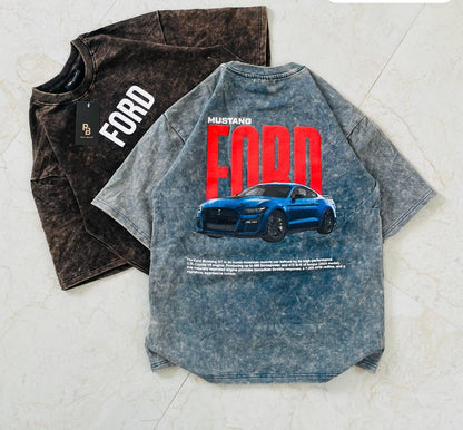 Mustang Ford Acid Wash Oversized Tee – Premium Streetwear