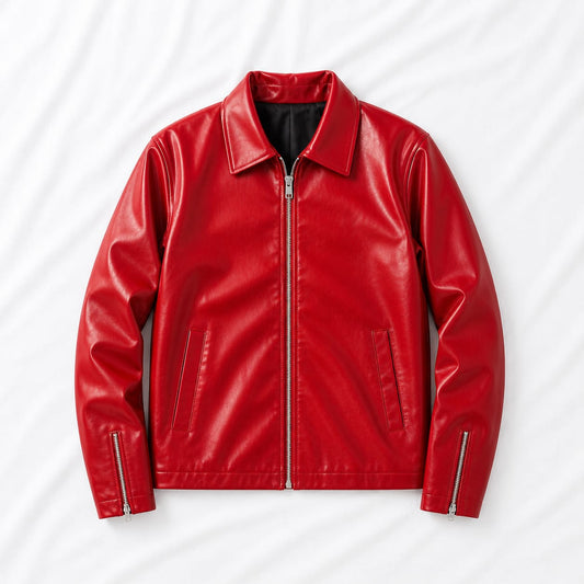 ALPHA Rebel Boxy Cropped Leather Jacket | Premium Unisex Streetwear (RED)
