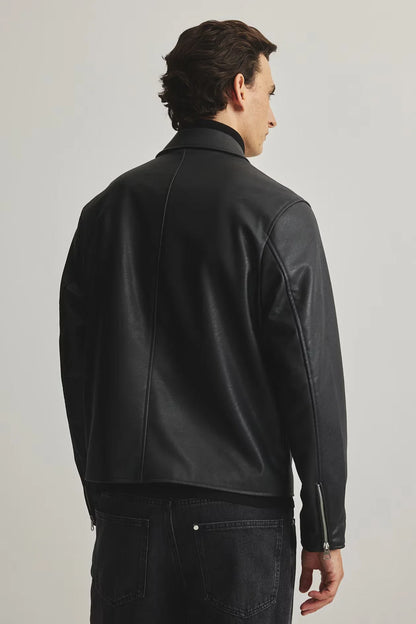 Men’s Black Foxy Leather Jacket – ALPHA Street Style