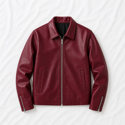 ALPHA CLOTH Crimson Edge Leather Jacket(Burgundy)