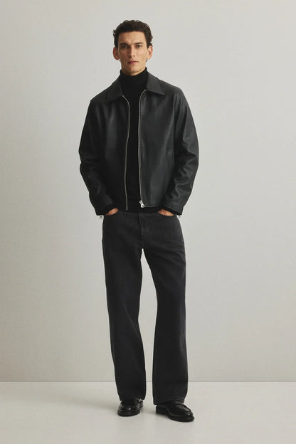 Men’s Black Foxy Leather Jacket – ALPHA Street Style