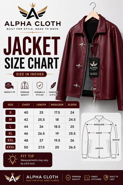 ✨ Premium Textured Burgundy Clasp Jacket – Luxury Street Style(Burgundy)