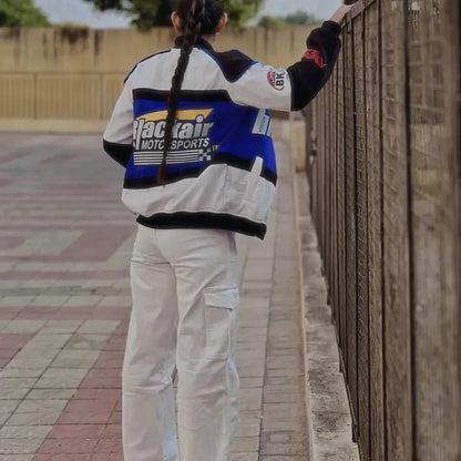 Black Air Racing Vintage Varsity Jacket(Blue)