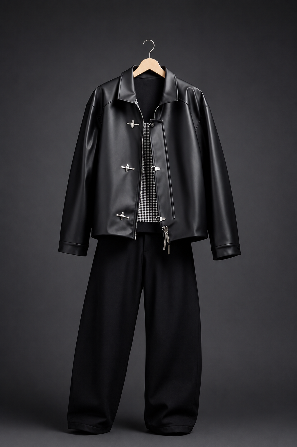 Black Icon Premium(clasp) Leather Jacket(Black)