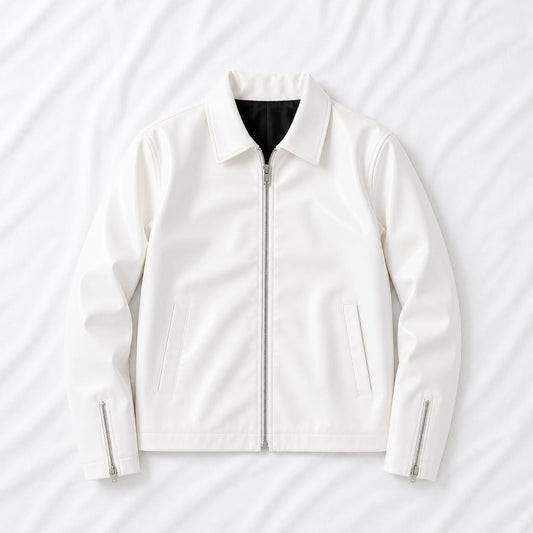 ALPHA Rebel Boxy Cropped Leather Jacket | Premium Unisex Streetwear (WHITE)