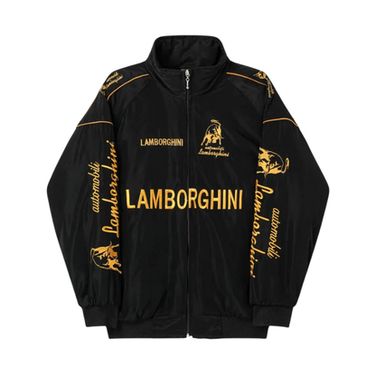 Black Lamborghini Racing Jacket – Bold Yellow Edition