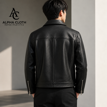 Black Icon Premium(clasp) Leather Jacket(Black)