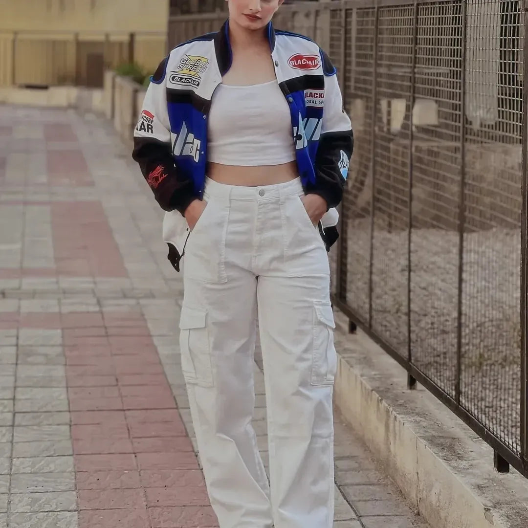 Black Air Racing Vintage Varsity Jacket(Blue)